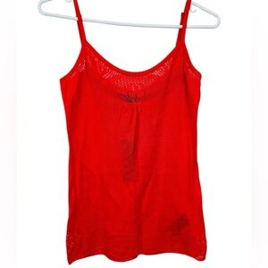 Buffalo cotton camisole top, M, coral, lace pattern Delicate Feminine Pretty